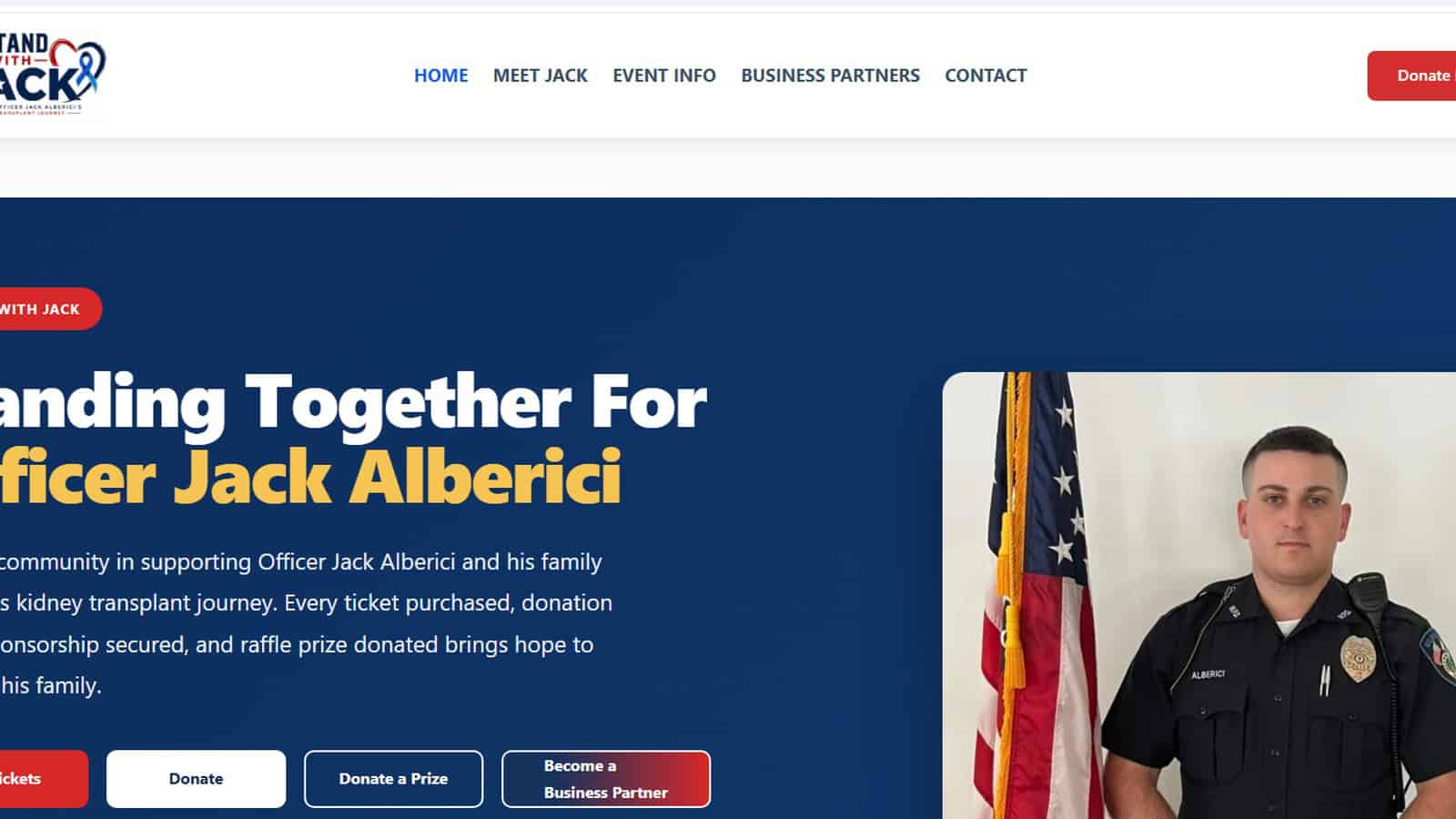I Stand With Jack fundraising website